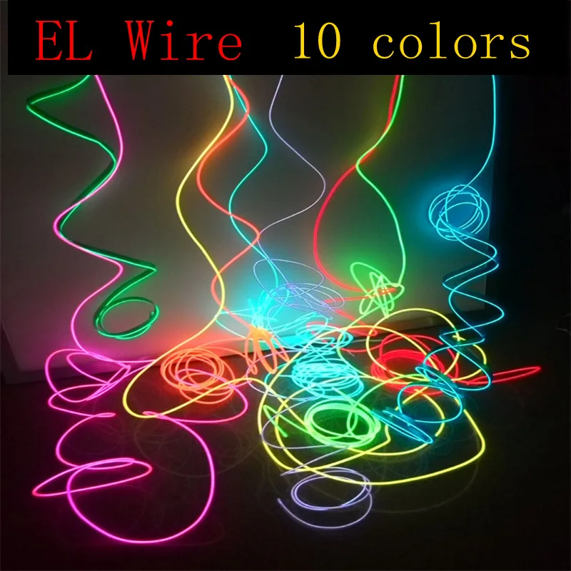 EL Wire 1 2 3 5 10M Flexible Neon Light Led Strip Soft Electroluminescent Wire Part Halloween Christmas Bike Clothing Decoration 1