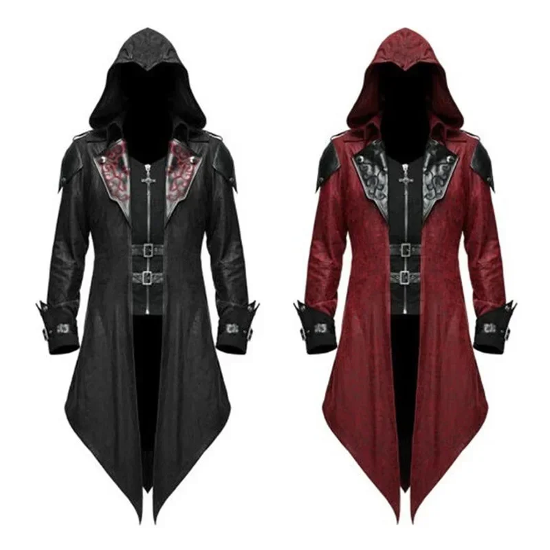 2024 American Party Retro Stitching Coat Male Gothic Dark Costume Adult Performance Apparel halloween costumes for women 2