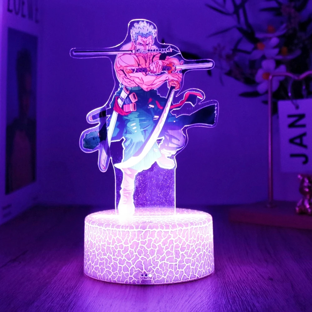 Actions Figure One Piece Luffy Zoro Anime Figures 3D Lamp PVC Action Collection Model Toys LED Night Light Kid Christmas Gift 4
