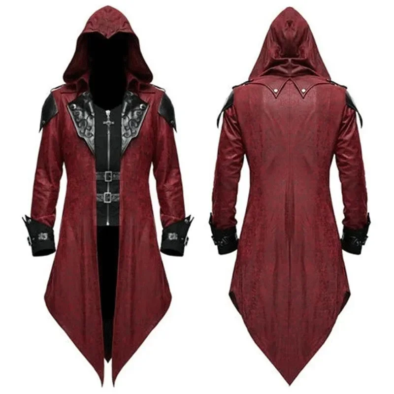2024 American Party Retro Stitching Coat Male Gothic Dark Costume Adult Performance Apparel halloween costumes for women 1